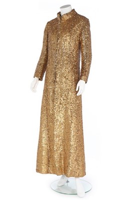 Lot 229 - A Pierre Balmain couture gold sequined coat or...