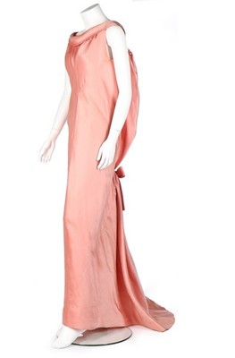 Lot 233 - A Balenciaga couture pink slubbed satin...