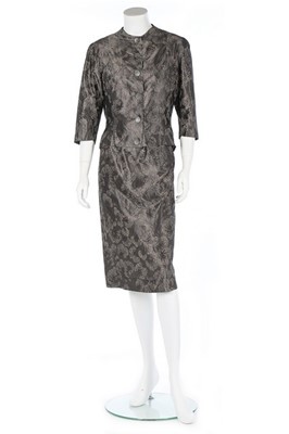 Lot 231 - A Balenciaga couture printed grey silk...