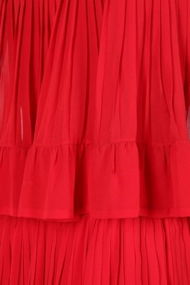 Lot 235 - A Lanvin couture pleated red silk chiffon...