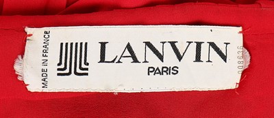 Lot 235 - A Lanvin couture pleated red silk chiffon...
