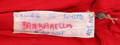 Lot 235 - A Lanvin couture pleated red silk chiffon...