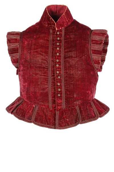 Lot 101 - A rare crimson velvet jerkin, circa 1610-25,...