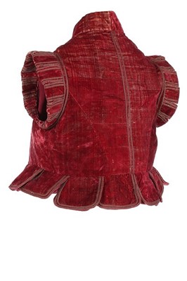Lot 101 - A rare crimson velvet jerkin, circa 1610-25,...