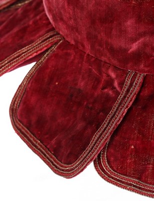 Lot 101 - A rare crimson velvet jerkin, circa 1610-25,...