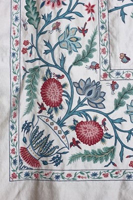 Lot 346 - A fine embroidered coverlet in early 18th...