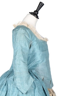 Lot 124 - A blue watered silk maternity robe à la...
