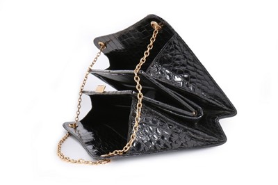 Lot 30 - A Cartier black crocodile handbag with 9ct...