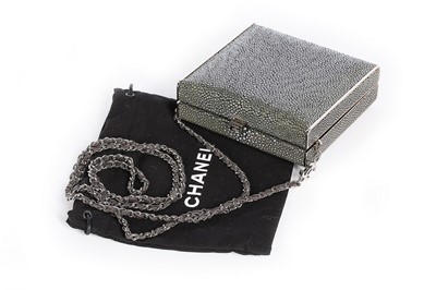 Lot 33 - A Chanel shagreen box-clutch, modern, with...