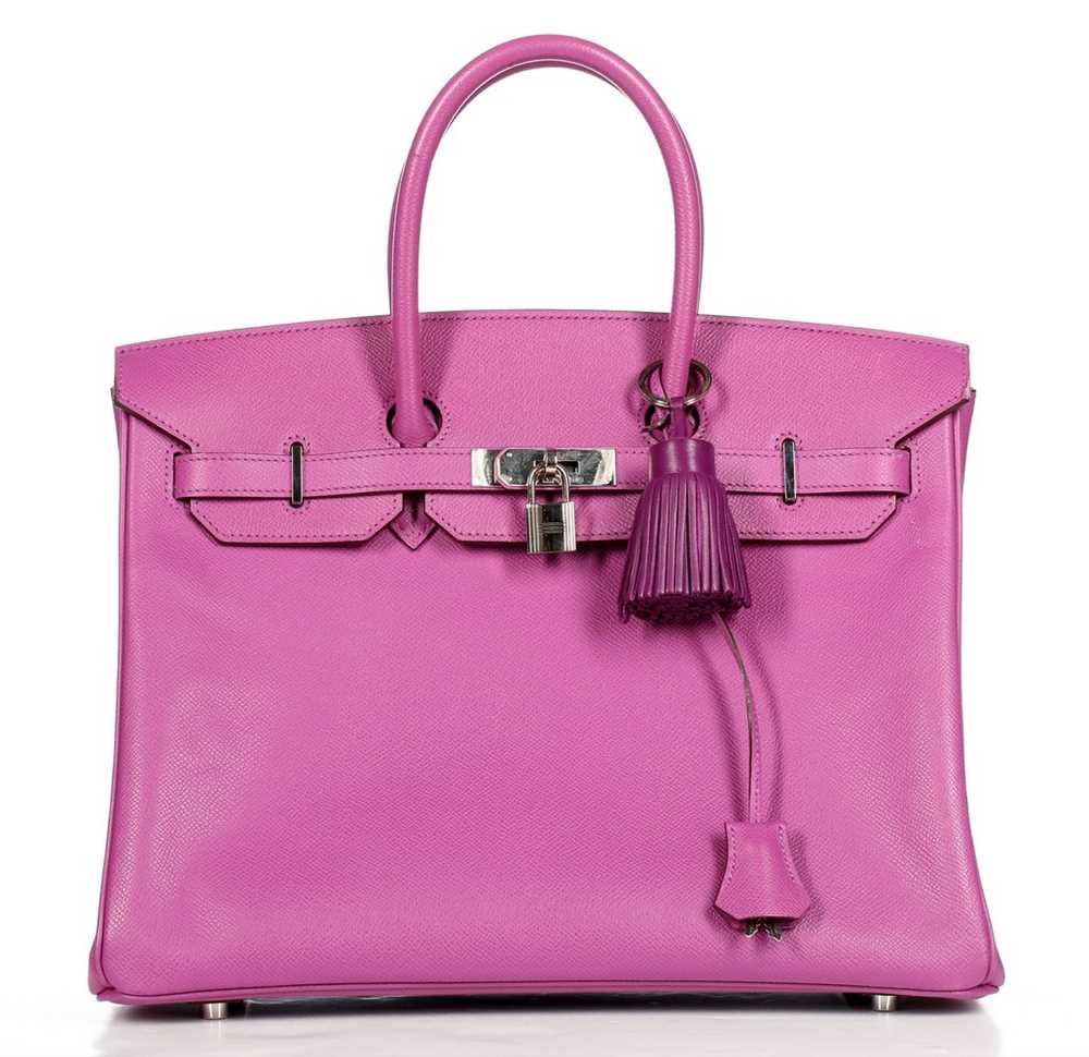 Click for high resolution Lot 9 - An Hermès cyclamen-pink togo leather Birkin,...