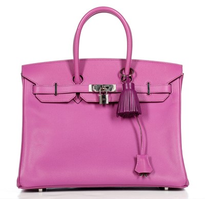 Lot 9 - An Hermès cyclamen-pink togo leather Birkin,...