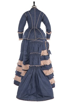 Lot 136 - A bi-colour silk faille gown, late 1870s, the...