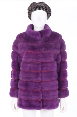 Lot 10 - An Oscar de la Renta bright purple mink jacket,...