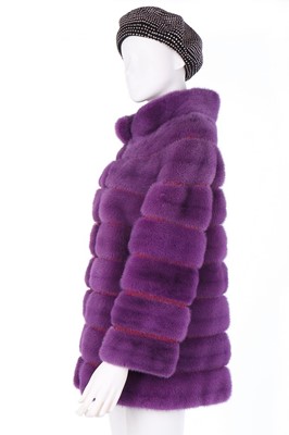 Lot 10 - An Oscar de la Renta bright purple mink jacket,...