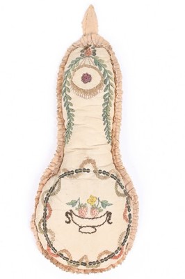 Lot 105 - An embroidered pin cushion, French, late 18th...