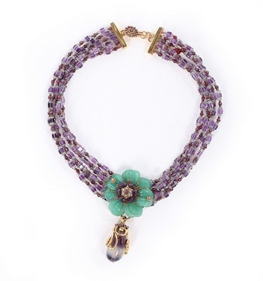 Lot 55 - A good multi-strand beaded necklace with dyed...