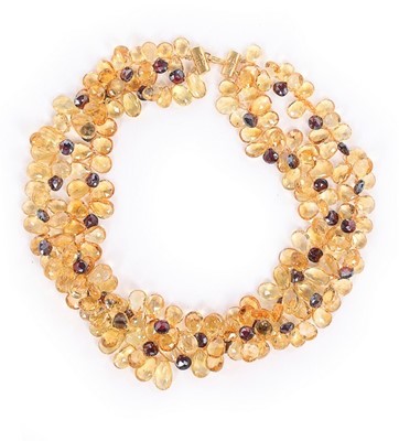 Lot 56 - A citrine and treated garnet necklace by Jaded,...