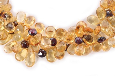 Lot 56 - A citrine and treated garnet necklace by Jaded,...