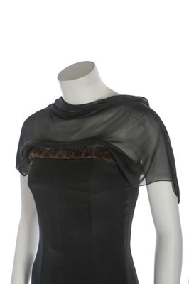 Lot 78 - A Chanel black chiffon and mink-trimmed...