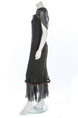 Lot 48 - A Chanel black chiffon and mink-trimmed...