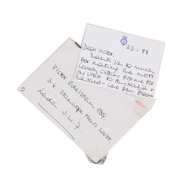 Lot 378 - Princess Diana handwritten note to Victor...