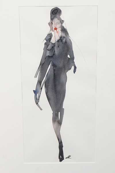 Lot 311 - Two David Downton watercolour fashion...