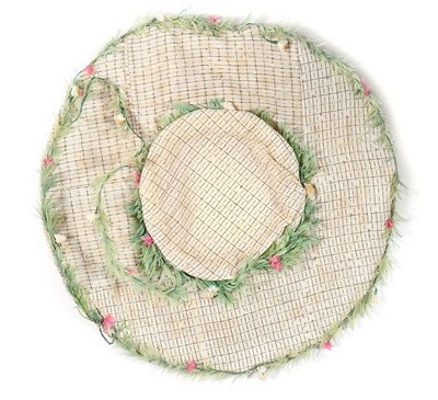 Lot 104 - An unusual feather-trimmed bonnet, 18th...