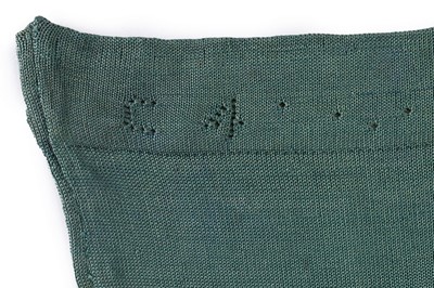 Lot 103 - A pair of teal silk stockings, early 18th...
