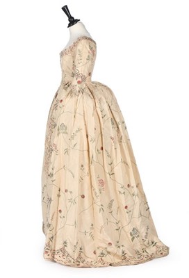 Lot 121 - A rare painted silk robe à la polonaise,...