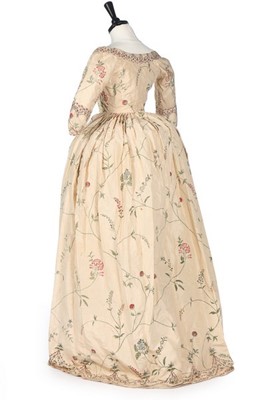 Lot 121 - A rare painted silk robe à la polonaise,...