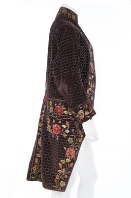Lot 112 - A printed and embroidered black velvet court...