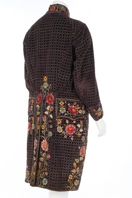 Lot 112 - A printed and embroidered black velvet court...