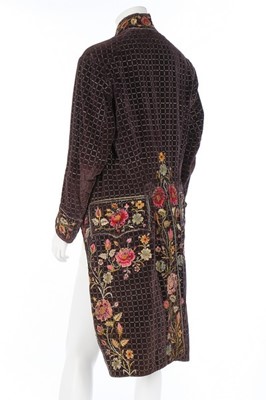 Lot 112 - A printed and embroidered black velvet court...