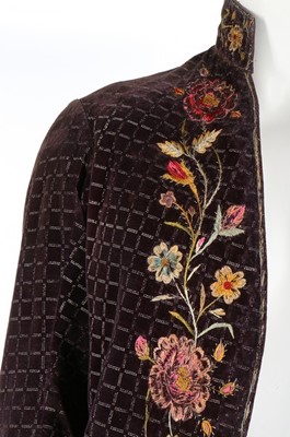 Lot 112 - A printed and embroidered black velvet court...