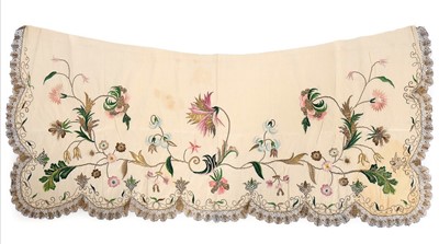 Lot 131 - An embroidered silk apron, English, circa 1730,...