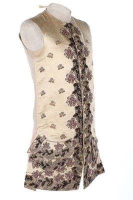 Lot 122 - A woven-to-shape brocaded satin waistcoat,...