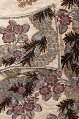 Lot 122 - A woven-to-shape brocaded satin waistcoat,...