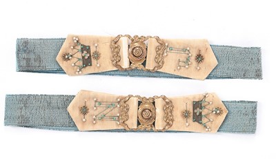 Lot 134 - Three pairs of garters, comprising:...