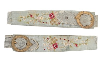 Lot 134 - Three pairs of garters, comprising:...