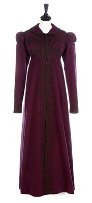 Lot 137 - A rare purple wool pelisse robe, 1810-20, with...