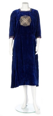 Lot 175 - A rare Paul Poiret couture blue velvet...