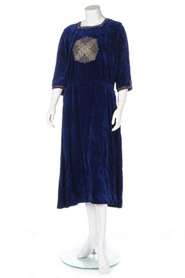 Lot 175 - A rare Paul Poiret couture blue velvet...
