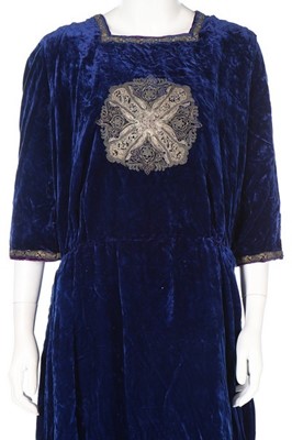 Lot 175 - A rare Paul Poiret couture blue velvet...
