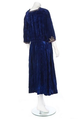 Lot 175 - A rare Paul Poiret couture blue velvet...