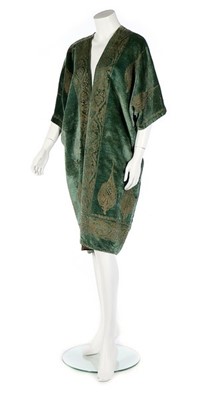 Lot 163 - A Mariano Fortuny stencilled green velvet...