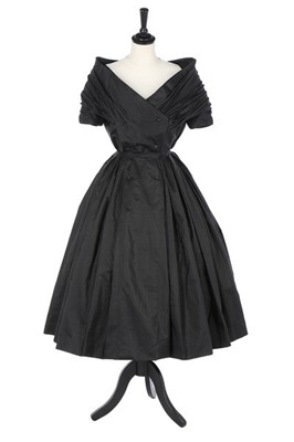 Lot 218 - A Christian Dior London black silk faille...