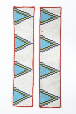 Lot 370 - A pair of beadworked leggings panels, native...