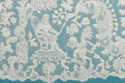 Lot 381 - A fine figurative Brussels bobbin lace robings...