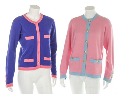 Lot 297 - Seven colourful Chanel cardigans/jumpers,...