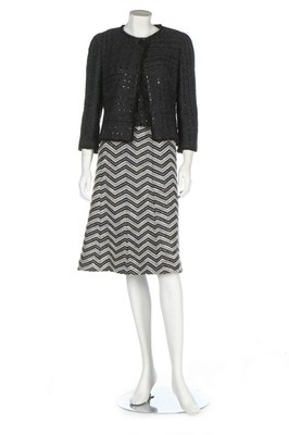 Lot 311 - A Chanel black sequinned tweed jacket, 2000,...